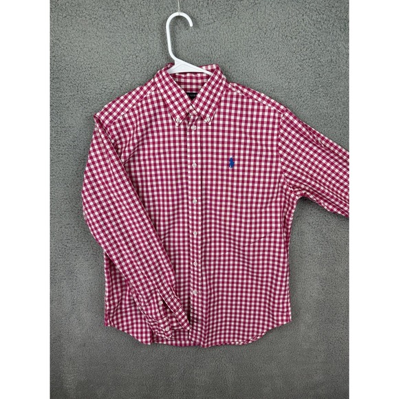 Ralph Lauren Shirt Mens Large Slim Pink White Gingham Plaid Button Down Classic